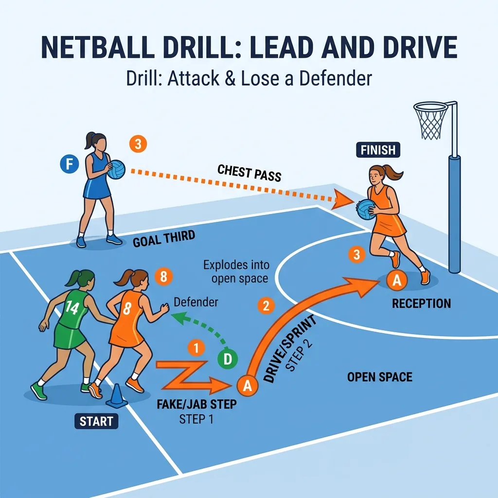 Netball lead and receive drill diagram