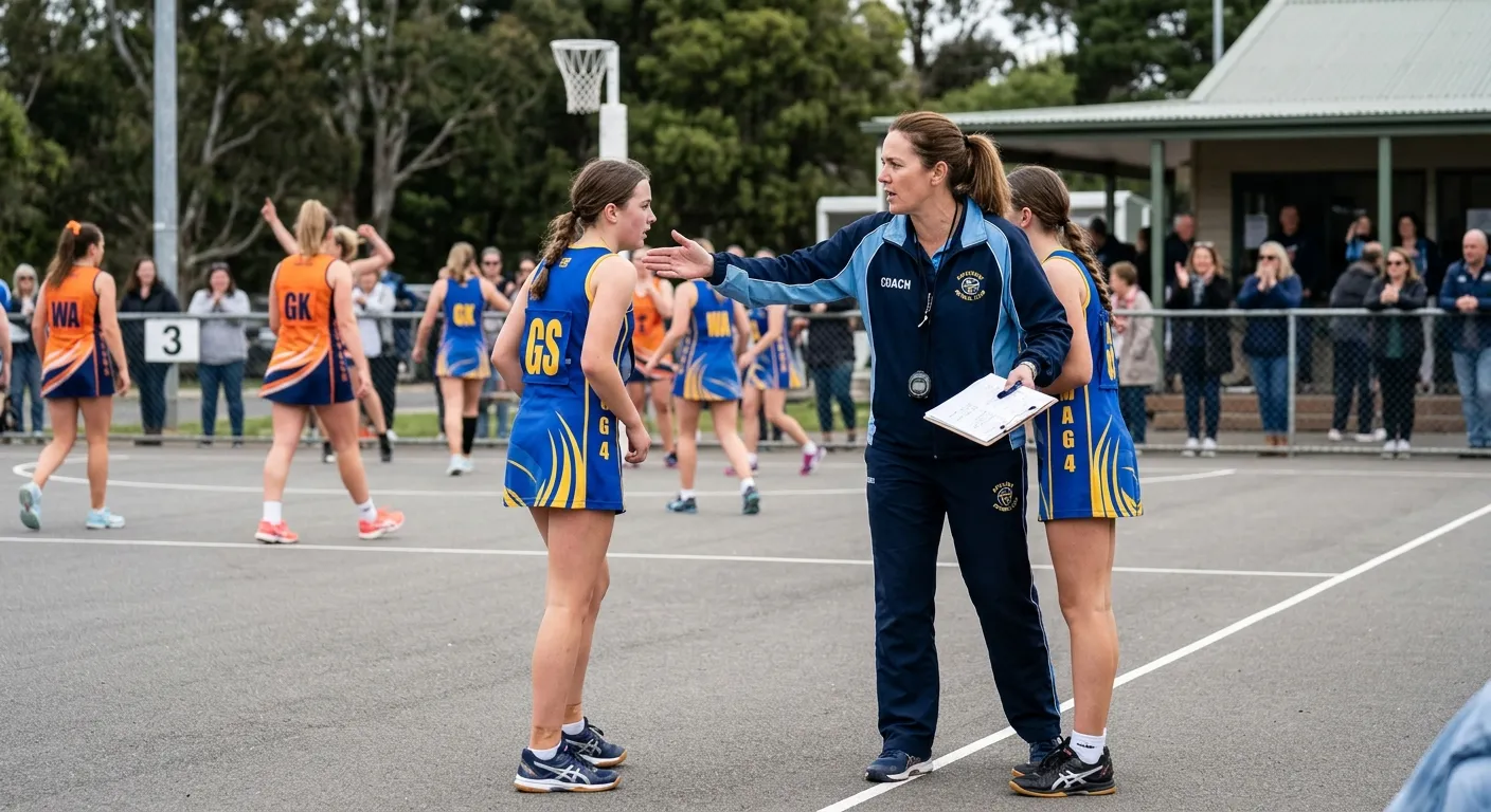 Netball team manager organising bibs before a game