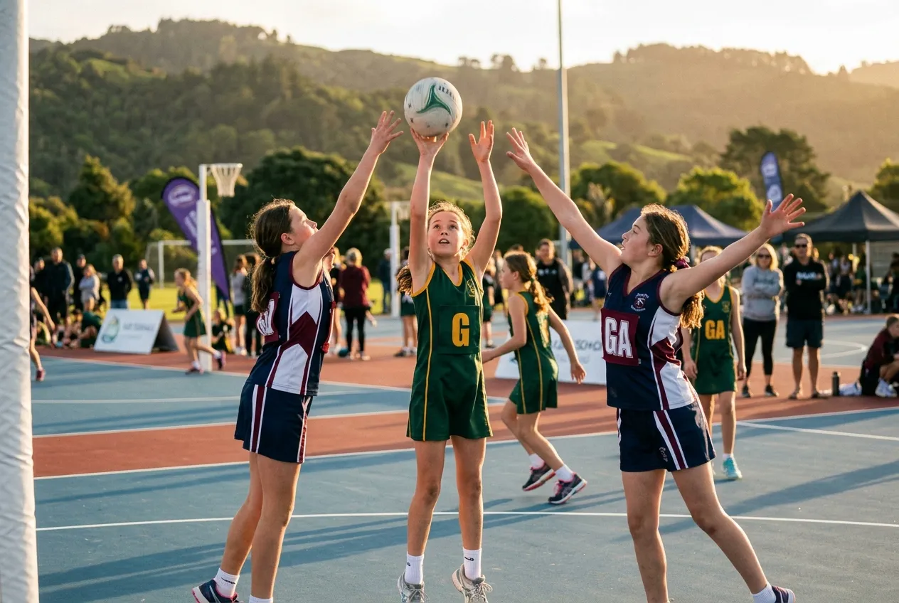 Junior sports team huddle with their coach